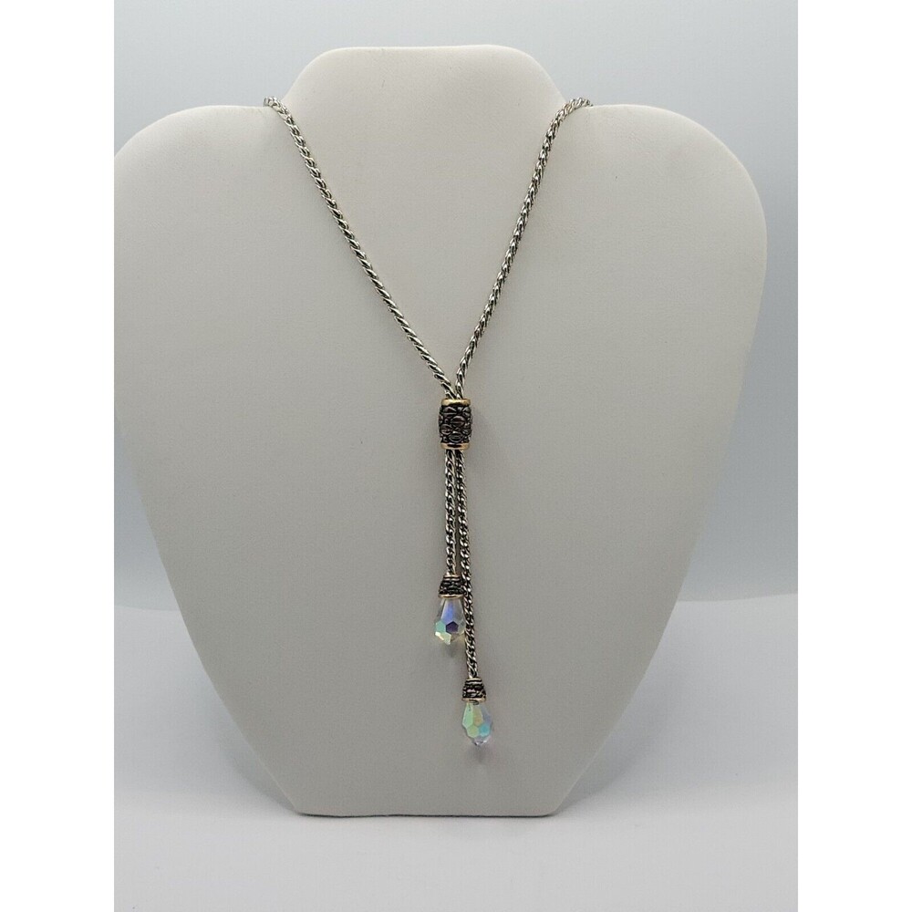 Vintage Aroraborealis Crystal Bolo Tie Look a like Necklace 16 in +